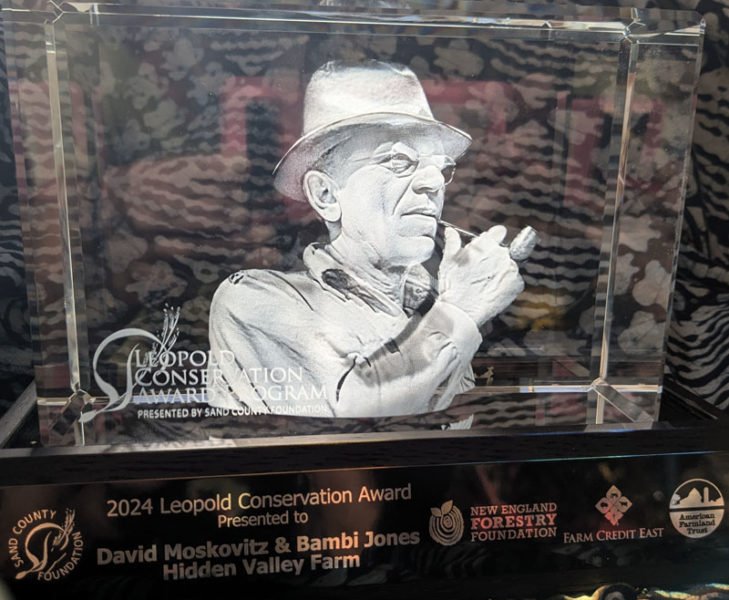 Sand County Foundation's Leopold Conservation Award recognizes landowners for their conservation successes and leadership. The foundation and the award take their name from the influential writer and environmentalist Aldo Leopold. The physical award bears Leopold's likeness and is crafted from etched glass and lights up in different colors. (Photo courtesy Bambi Jones)