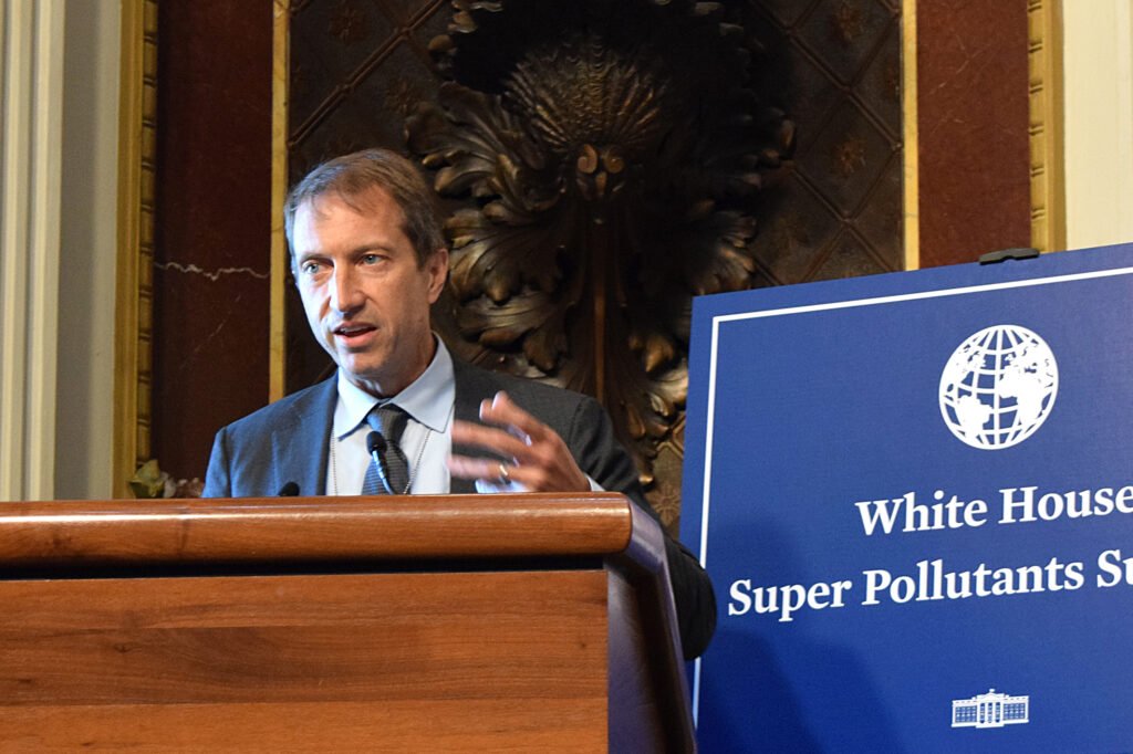 Rick Duke, deputy special envoy for climate, speaks at the White House Super Pollutants Summit in the Eisenhower Executive Office Building on July 23 in Washington. Credit: Phil McKenna/Inside Climate News